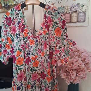 Chenault Multicolor Floral Blouse with Ruffle Sleeves